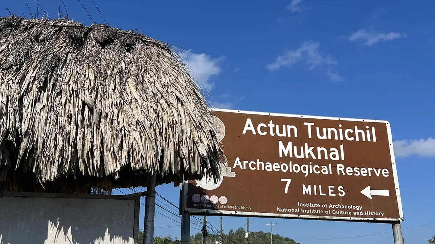 Road sign pointing to Actun Tunichil Muknal Archaeological Reserve